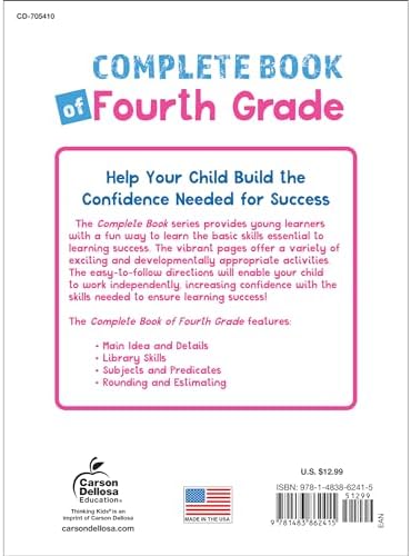 Carson Dellosa Complete Book of 4th Grade Workbook, Reading Comprehension, Math, Language Arts, and Writing Practice, Classroom or Homeschool Curriculum by Carson Dellosa Education