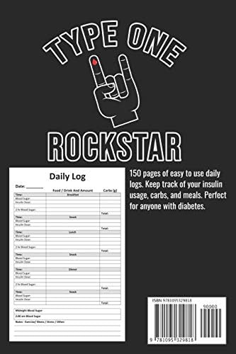 Type One Rockstar Easy to use log book, perfect for anyone with diabetes. Easily track meals, insulin usage, and carb counts by Jessica Sackman