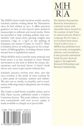 MHRA Style Guide: A Handbook for Authors, Editors, and Writers of Theses by Modern Humanities Research Assn
