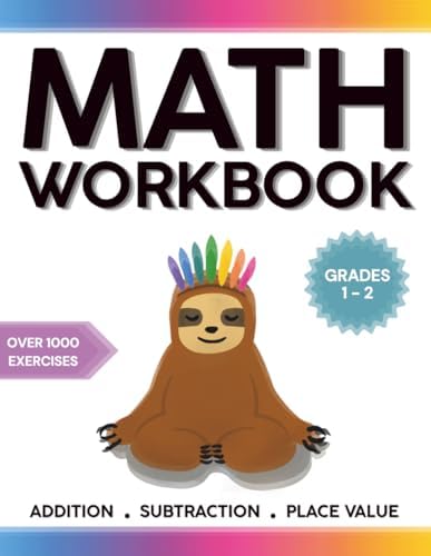 Math Workbook Grades 1-2: Summer Bridge Activity Book for Kids ages 6, 7 & 8, Classroom or Homeschool Curriculum, First Grade and Second Grade Math ... and Place Value, Elementary School Math by Little Lion Books