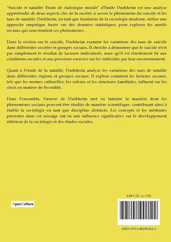 Suicide et natalité: Étude de statistique morale (French Edition) by Emile Durkheim