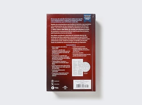 RVR60, Biblia de Estudio para Jóvenes Adolescentes, Tapa dura, Palabras de Jesús en Rojo, Comfort Print (Spanish Edition) by Vida