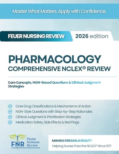 PHARMACOLOGY COMPREHENSIVE NCLEX® REVIEW: Core Concepts, NGN-Based Questions & Clinical Judgment Strategies by Feuer Nursing Review