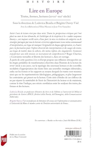 Lire en Europe: Textes, formes, lectures (XVIIIe-XXIe siècle) by Lodovica Braida