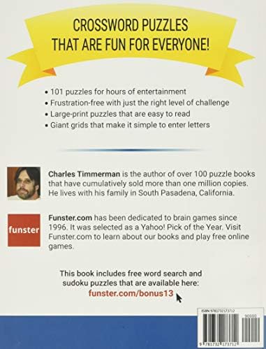 Funster Crossword Puzzle Book for Adults: 101 Large-Print Easy Puzzles by Charles Timmerman