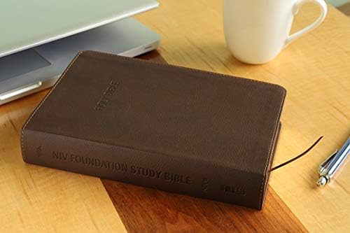 NIV, Foundation Study Bible, Leathersoft, Brown, Red Letter, Thumb Indexed by Zondervan