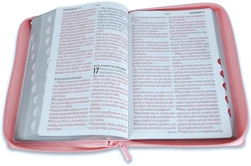 Biblia para Mujeres Letra Super Gigante 19 puntos Manual con Cierre RV1960 rosada clasica con indice by Reina-Valera