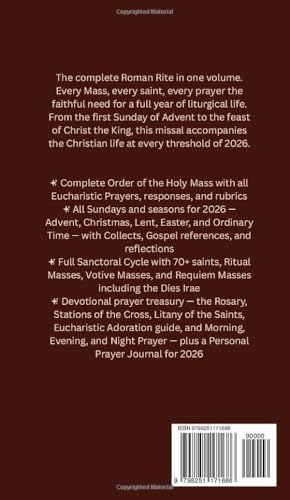 Daily Catholic Missal 2026: The Complete Roman Rite with Proper of Time, Proper of Saints, Ritual Masses, Devotional Prayers, and Personal Prayer Journal by Raphael Francis