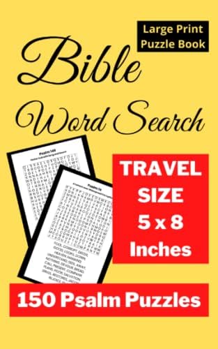 Large Print Bible Word Search - Travel Size: 150 Psalm Word Search Puzzles for Adults, Teens and Seniors - 5 x 8 Inch Pocket Size Activity Book by DKKL Publishing