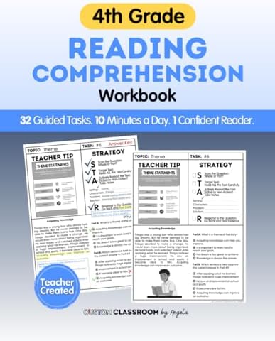 4th Grade Reading Comprehension Workbook: 32 Short Passages with Test-Style Questions for STAAR Prep and Summer Practice: Includes 32 guided reading ... prep, summer learning, and at-home reading by Angela Sultzer