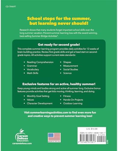 Summer Bridge Activities 1st to 2nd Grade Workbook, Activity Book With Math, Language Arts, Reading Comprehension, Science, Social Studies, Writing, Fitness, Flash Cards, Stickers and More (Volume 3) by Summer Bridge Activities