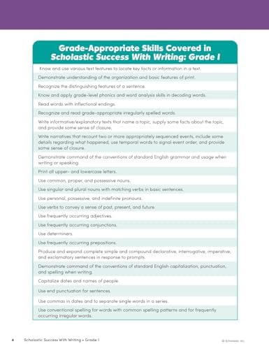 Scholastic Success with Writing Grade 1 Workbook by Scholastic Teaching Resources