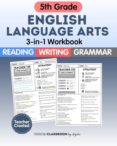 5th Grade ELA Workbook: Reading Comprehension, Writing, and Grammar Practice for Summer Learning & STAAR Test Prep: Master key ELA skills with reading ... grammar review. Great for summer learning. by Angela Sultzer