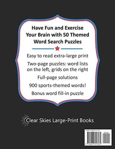 Wild About Sports Word Search Book: Jumbo-Print Edition: 50 Extra-Large Print Puzzles for Adults and Seniors with Low Vision by Clear Skies Large-Print Books