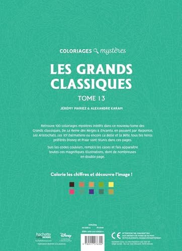 Coloriages mystères Disney - Grands classiques Tome 13: Colorie les chiffres et découvre l'image by Jérémy Mariez