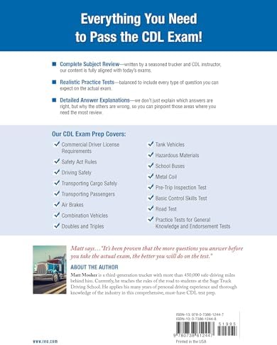 CDL - Commercial Driver's License Exam, 2025-2026: Complete Prep for the Truck & Bus Driver's License Exams (CDL Test Preparation) by Matt Mosher