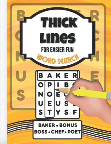 Thick Lines | Low Vision Word Search for Seniors, Dementia and Alzheimers Patients: Large Print for Challenged Eyes | Easy Level by Magdalena Michno