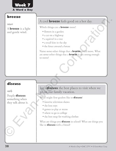 Evan-Moor A Word a Day, Grade 1 Teacher Edition by Evan-Moor Educational Publishers