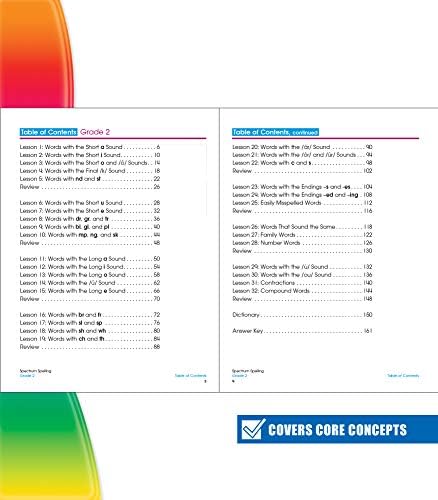 Spectrum Spelling Workbook Grade 2, Ages 7 to 8, 2nd Grade Spelling Workbook, Phonics, Handwriting Practice with Sight Words, Vowels, and Compound Words With English Dictionary - 208 Pages by Spectrum