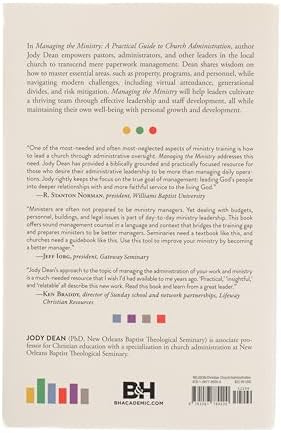 Managing the Ministry: A Practical Guide to Church Administration by Jody Dean