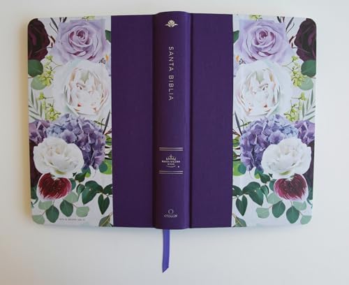 Biblia RVR1960 Tapa dura y tela morada con flores tamaño manual con índice / Spanish Bible RVR 1960, Hardcover, Purple Cloth with Flowers, Handy Size (Spanish Edition) by Reina Valera Revisada 1960