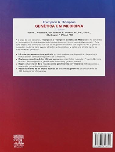 THOMPSON & THOMPSON. Genetica en medicina + Student Consult (Spanish Edition) by Robert L. Nussbaum