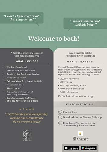 NLT Large Print Thinline Reference Bible, Filament Enabled (LeatherLike, Floral Leaf Teal, Red Letter): Includes Free Access to the Filament Bible App ... Notes, Devotionals, Worship Music, and Video by New Living Translation