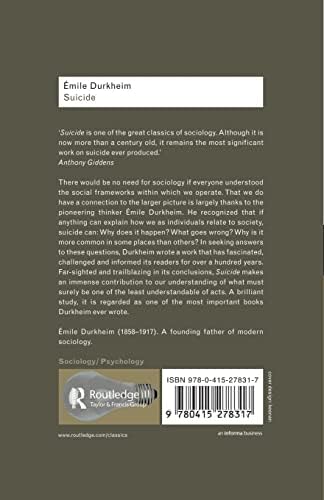 Suicide: A Study in Sociology (Routledge Classics) by Emile Durkheim