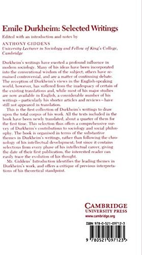 Emile Durkheim: Selected Writings by Emile Durkheim