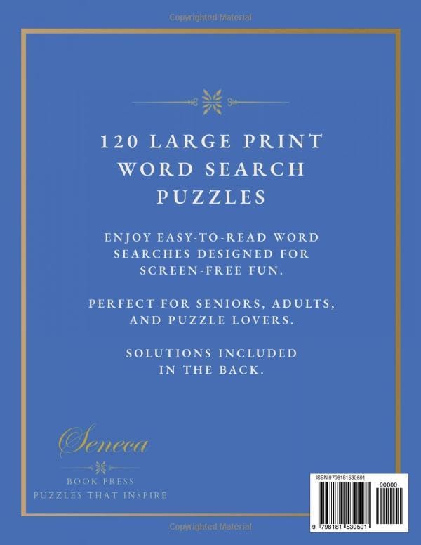 Summer Word Search for Seniors: 120 Large Print Puzzles with Easy-to-Read Grids, Relaxing Summer Themes, and Solutions for Adults and Seniors (Large Print Word Search Collection for Seniors) by Seneca Book Press