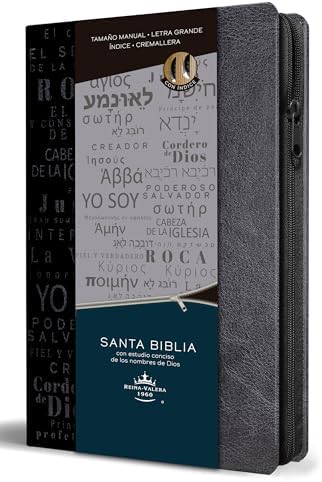 Biblia RVR 1960 Nombres de Dios letra grande tamaño manual con índice y cremallera color negro / Spanish Bible RVR60 Handy Size Black Names of God Index Zippe (Spanish Edition) by Reina Valera Revisada 1960