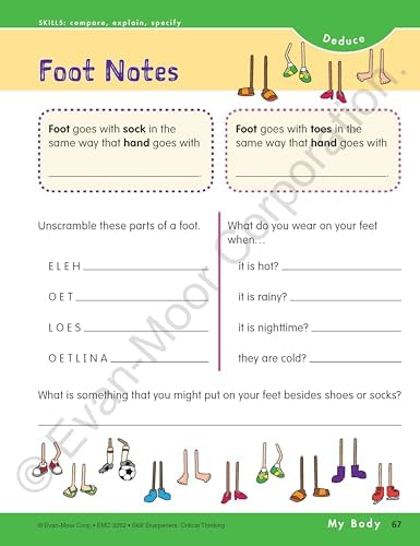 Evan-Moor Skill Sharpeners Critical Thinking, Grade 2 Workbook, Problem Solving Skills, Fun Activities, Higher-Order, Open-Ended Questions and Challenges, Science, Math, Social Studies, Language Arts by Evan-Moor Educational Publishers