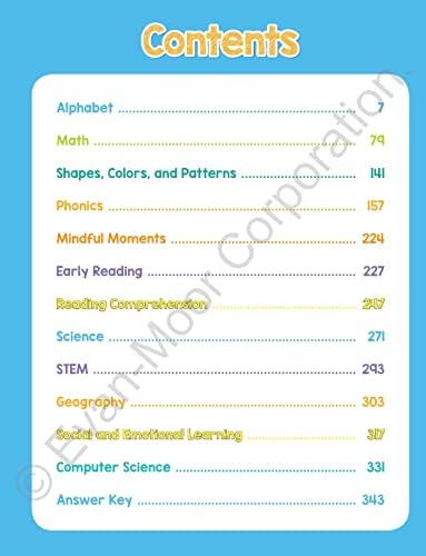 Evan-Moor Top Student Kindergarten Full-color Workbook, Reward Stickers, Alphabet, Math, SEL, Reading Comprehension, Computer Science, Mindful Moments with Audio by Evan-Moor Educational Publishers