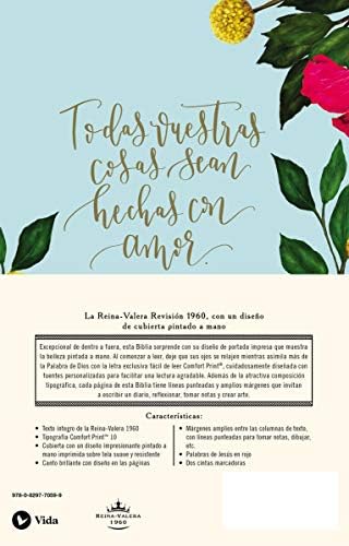 RVR60, Santa Biblia, Edición Artística, Tapa Dura/Tela, Floral, Arte con bordes dorados, Palabras de Jesús en Rojo, Comfort Print (Spanish Edition) by Vida
