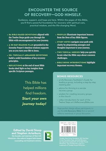 NLT Life Recovery Bible, Second Edition, Large Print (Hardcover): Addiction Bible Tied to 12 Steps of Recovery for Help with Drugs, Alcohol, Personal Struggles - With Meeting Guide by New Living Translation