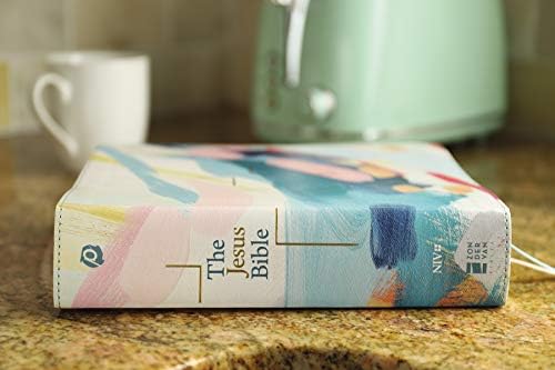 The Jesus Bible Artist Edition, NIV, (With Thumb Tabs to Help Locate the Books of the Bible), Leathersoft, Multi-color/Teal, Thumb Indexed, Comfort Print by Zondervan