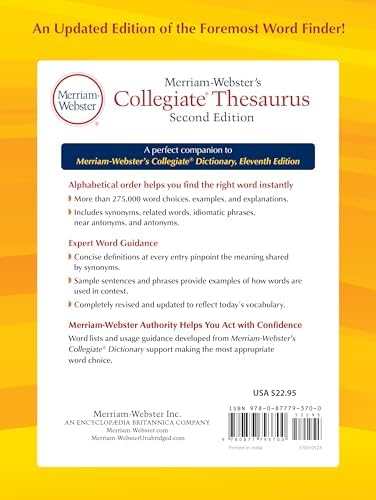 Merriam-Webster's Collegiate Thesaurus, Newest Edition (Hardcover) by Merriam-Webster