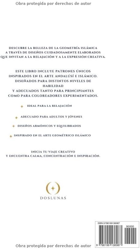 Geometría Sagrada: Volumen I · Patrones islámicos inspirados en arte andalusí · Libro de colorear nivel experto (Dos Lunas Collection · Sacred Geometry / Geometría Sagrada) (Spanish Edition) by Soumaya Raissouni