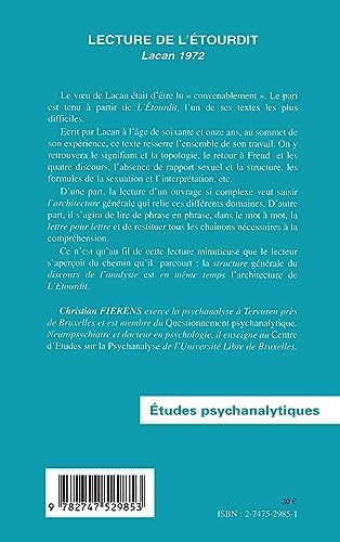 LECTURE DE L'ÉTOURDIT: Lacan 1972 (French Edition) by Christian Fierens