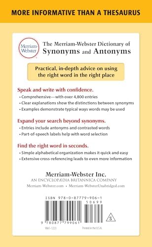 The Merriam-Webster Dictionary of Synonyms and Antonyms by Merriam-Webster