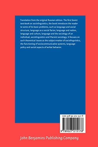 Introduction to Sociolinguistics (Linguistic and Literary Studies in Eastern Europe) by Aleksandr D. Švejcer