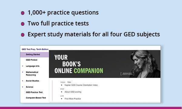 GED Test Prep Plus, Tenth Edition (2026): Includes a Diagnostic Pretest, 2 Full Length Practice Tests, 1000+ Practice Questions, and 60+ Online Videos (Kaplan Test Prep) by Kaplan Test Prep