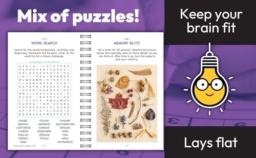 Large Print Memory Puzzles: 175+ Puzzles and Activities for Adults to Exercise Memory and Improve Focus - Includes Spiral Bound / Lay Flat Design and ... Font for Easy Reading (Brain Busters) by Parragon Books
