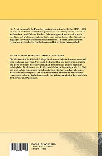 Literatur im Kontext phänomenologischer Wahrnehmungstheorie: M. Blechers Poetik des Empfindens (WeltLiteraturen / World Literatures, 12) (German Edition) by Carmina Peter