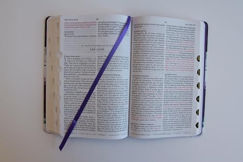 Biblia RVR1960 Tapa dura y tela morada con flores tamaño manual con índice / Spanish Bible RVR 1960, Hardcover, Purple Cloth with Flowers, Handy Size (Spanish Edition) by Reina Valera Revisada 1960
