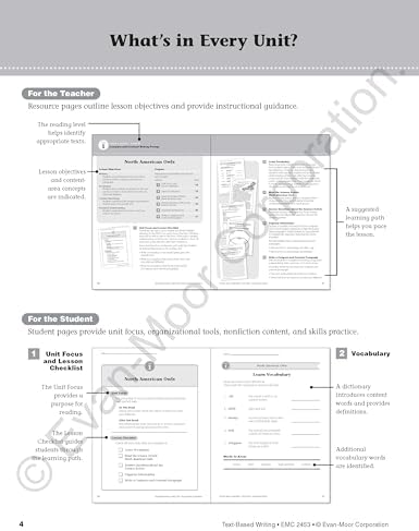 Evan-Moor's Text-Based Writing, Grade 3 – Homeschooling and Classroom Resource Workbook, Citing Evidence, Prompts, Leveled Texts, Informative, Compare and Contrast, Opinion, Sequence, Biography by Evan-Moor Educational Publishers