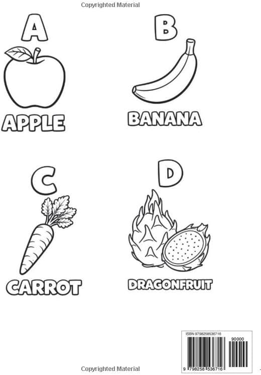 My First Fruit Alphabet Coloring Book for Kids Ages 3–5: Learn ABCs with Fun and Easy Fruits | Big Simple Designs for Toddlers & Preschoolers | Educational Coloring Activity Book by Afro Queen Design