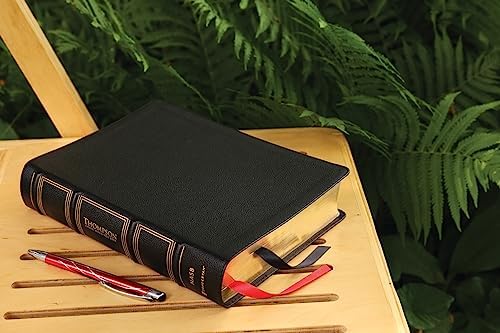 NASB, Thompson Chain-Reference Bible, Genuine Leather, Calfskin, Black, 1995 Text, Red Letter, Thumb Indexed, Comfort Print by Zondervan