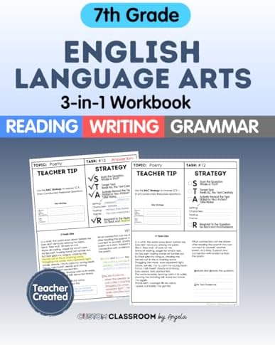 7th Grade ELA Workbook: Reading Comprehension, Writing, and Grammar Practice for Summer Learning & STAAR Test Prep: Master key ELA skills with reading comprehension, writing strategies, and grammar review. Great for summer learning by Angela Sultzer