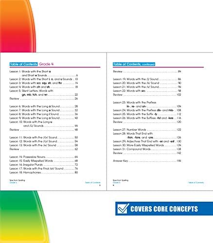 Spectrum Grade 4 Spelling Workbook, Compound Words, Dictionary Skills, Prefixes, Suffixes, Vowels, Vocabulary, Grammar, and More, Language Arts Classroom or Homeschool Curriculum (Volume 31) by Spectrum